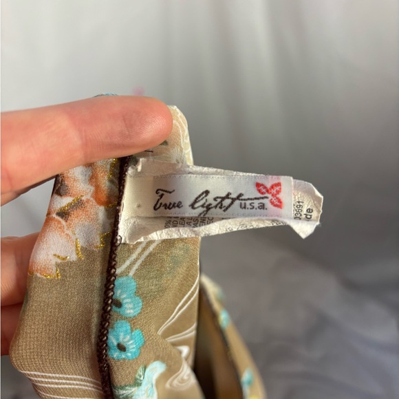 VTG Y2K Brown Floral Boho Batwing Sleeve Kimono Blouse with Waist Tie Size L - Picture 14 of 15